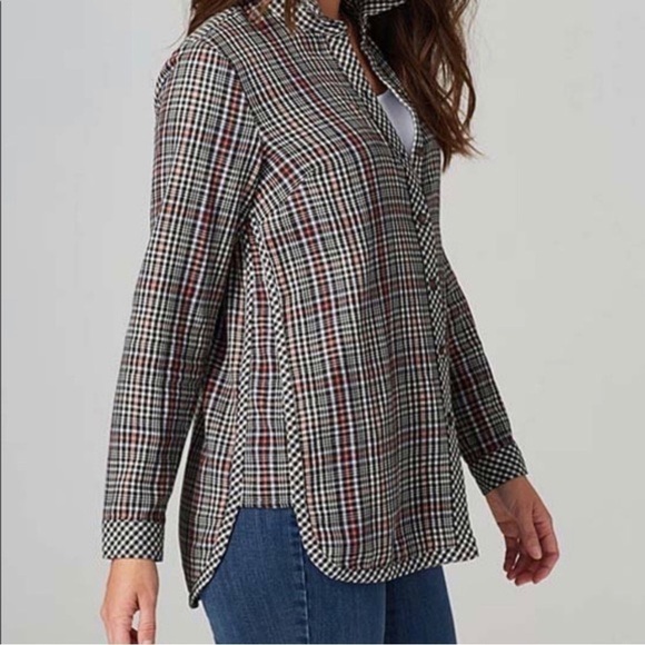 J. Jill Black and White Plaid Button Down Shirt NWOT Size Large - Picture 2 of 7